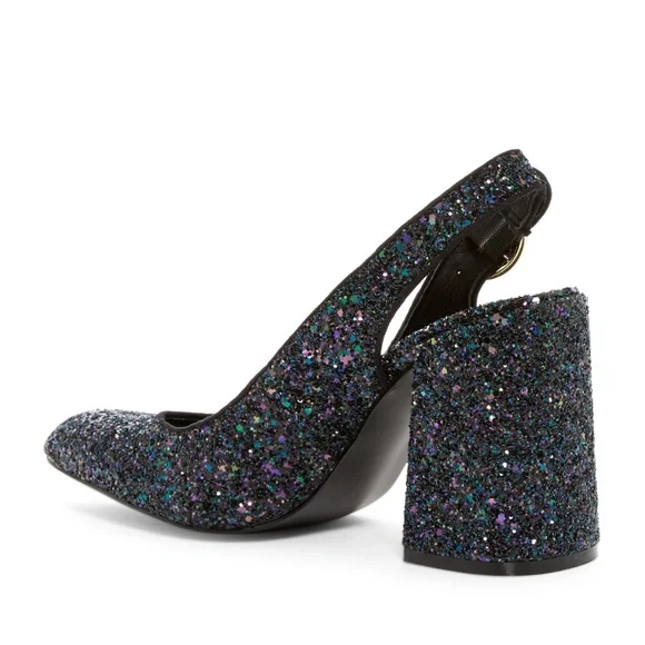 SHELLYS LONDON New Pumps Chic Heel Slingback Sandal Leather Lined Glitter Womens - Picture 3 of 14